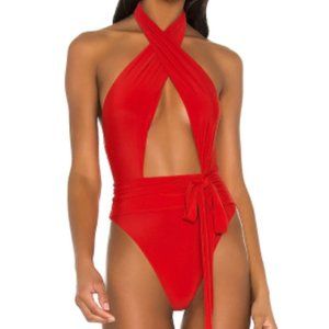 PQ Swim Red Halter One Piece
